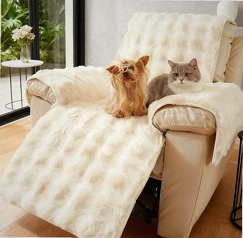 Faux Fur Recliner Chair Covers Non Slip Reclining Couch Cover Soft Washable